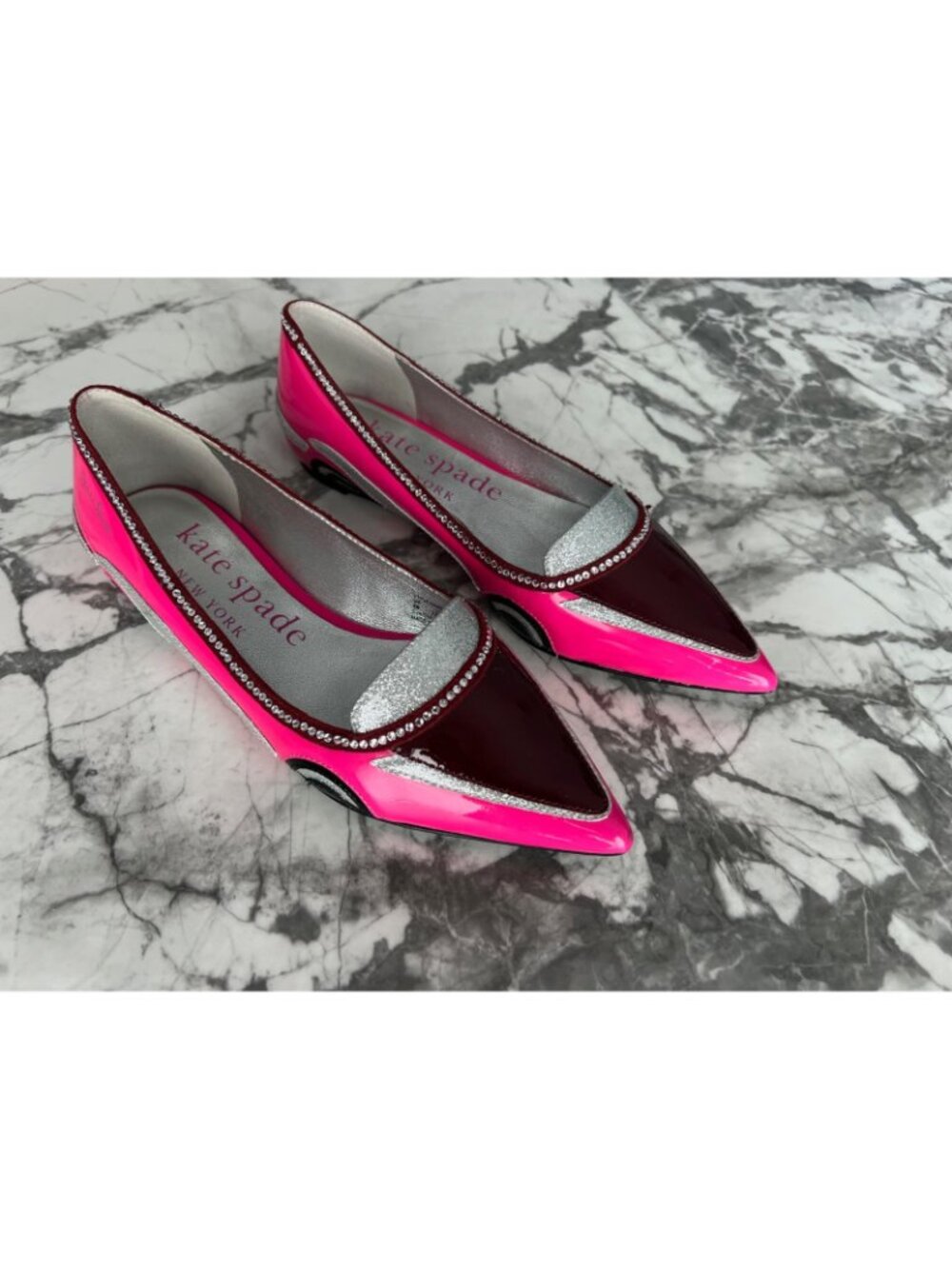 Kate Spade En Route Car Crystal Flats Pointy Shoes ( 6 ) - Picture 2 of 8